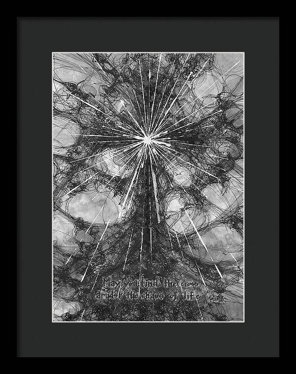 Chaos Order Cross 23 - Black and White - Framed Print
