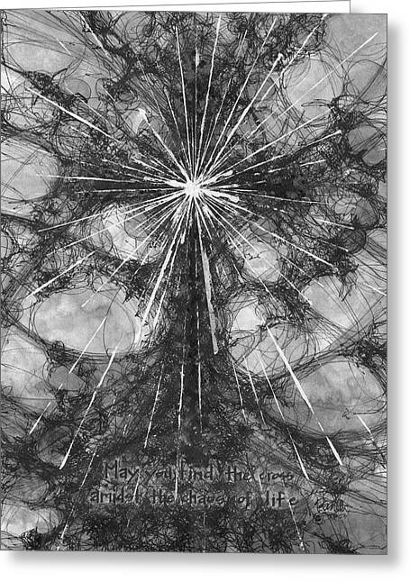 Chaos Order Cross 23 - Black and White - Greeting Card