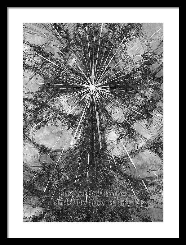 Chaos Order Cross 23 - Black and White - Framed Print