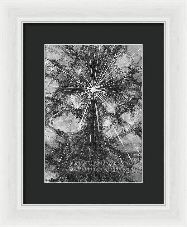 Chaos Order Cross 23 - Black and White - Framed Print
