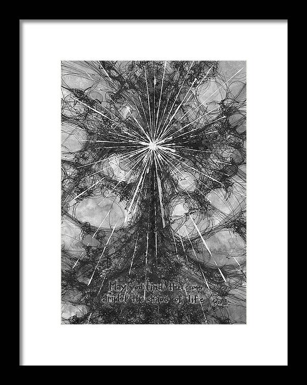 Chaos Order Cross 23 - Black and White - Framed Print