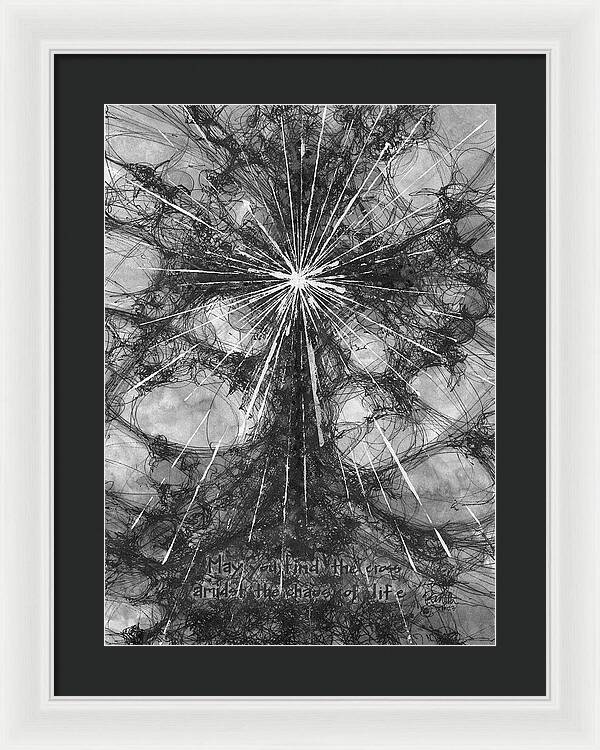 Chaos Order Cross 23 - Black and White - Framed Print