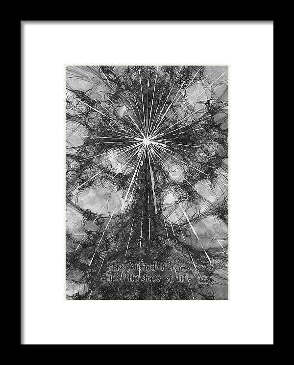 Chaos Order Cross 23 - Black and White - Framed Print