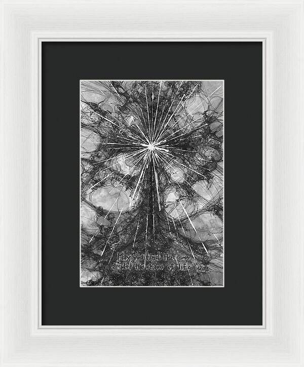 Chaos Order Cross 23 - Black and White - Framed Print