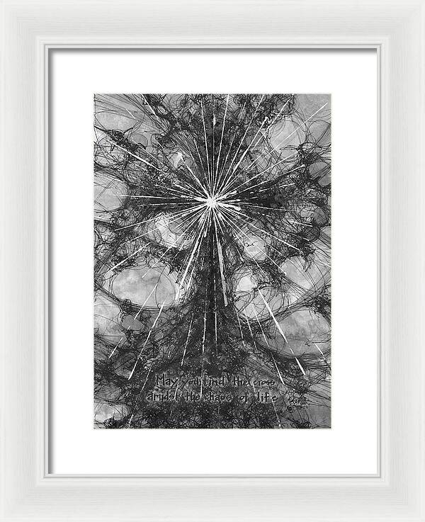 Chaos Order Cross 23 - Black and White - Framed Print
