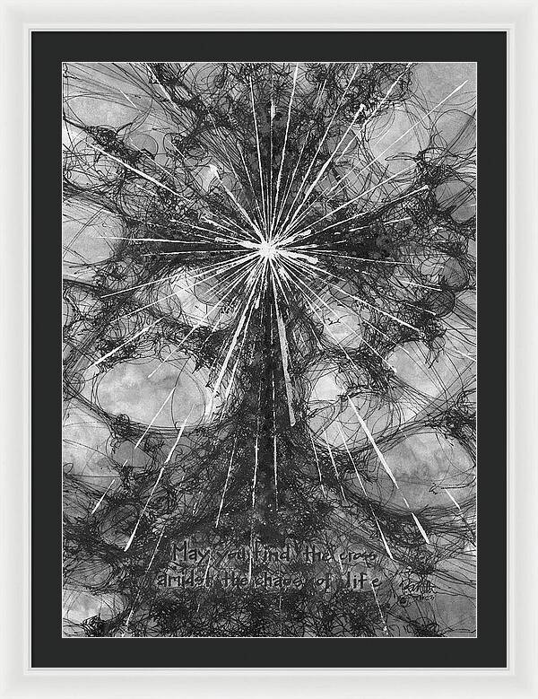 Chaos Order Cross 23 - Black and White - Framed Print