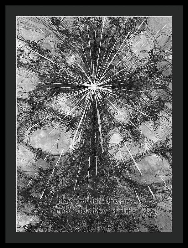 Chaos Order Cross 23 - Black and White - Framed Print