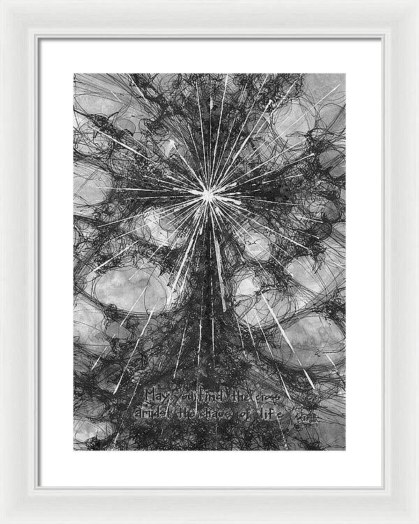 Chaos Order Cross 23 - Black and White - Framed Print