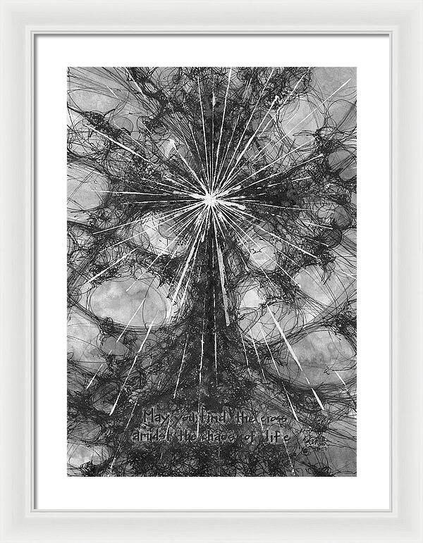 Chaos Order Cross 23 - Black and White - Framed Print