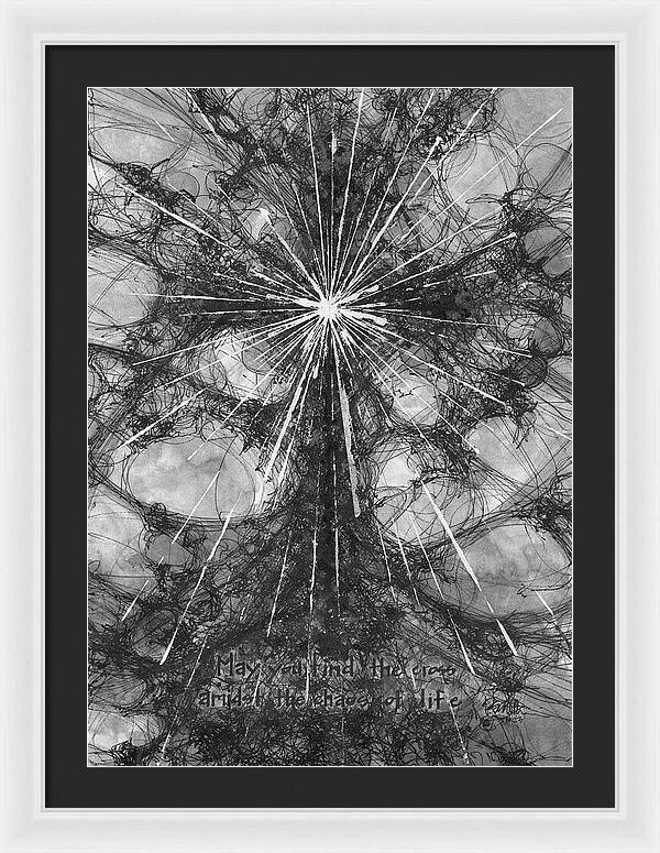 Chaos Order Cross 23 - Black and White - Framed Print