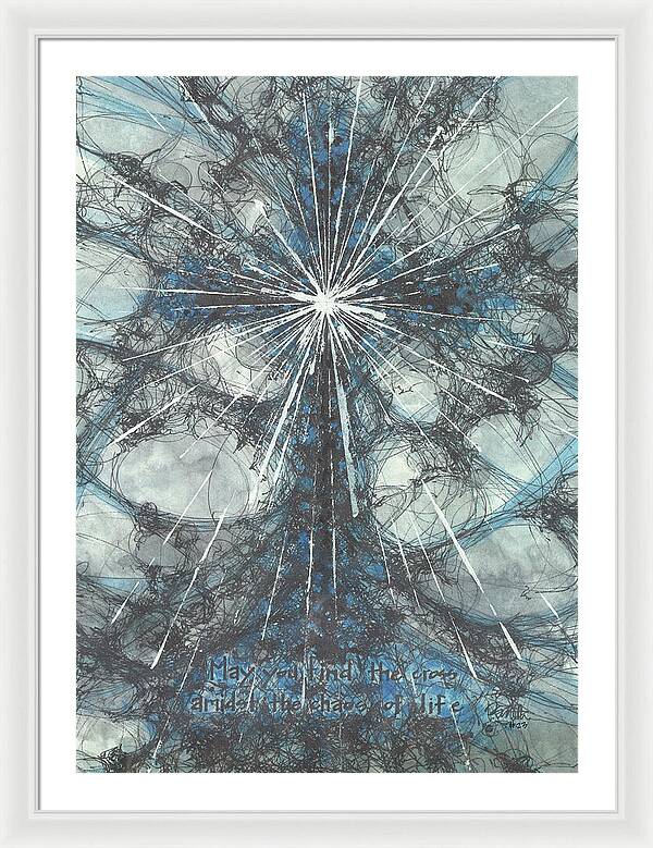 Chaos Order Cross 23 - Glorious Blue - Framed Print