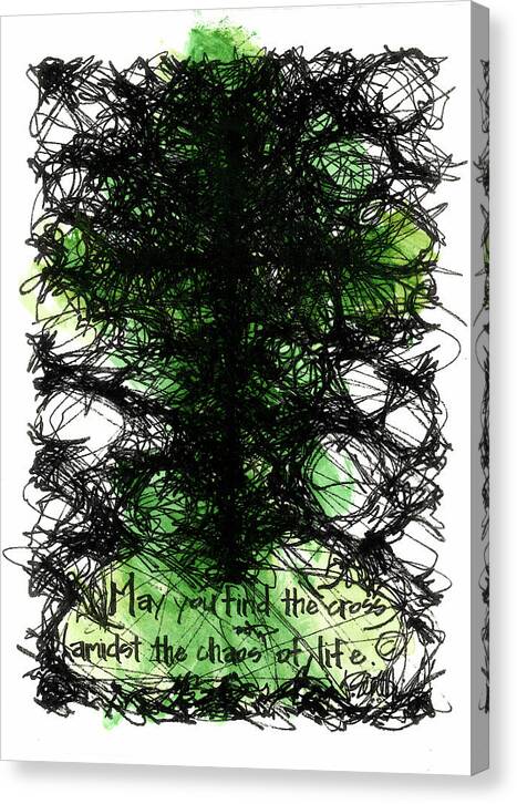 Chaos Order Cross 08 - Joyful Green - Canvas Print