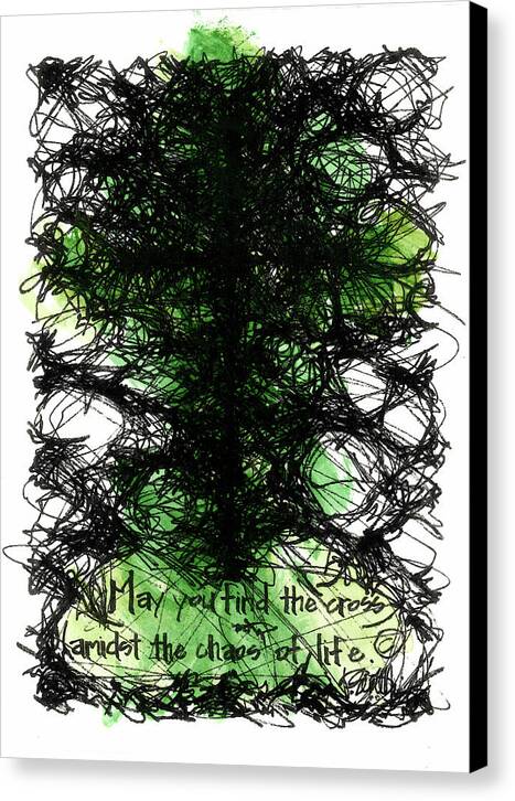 Chaos Order Cross 08 - Joyful Green - Canvas Print