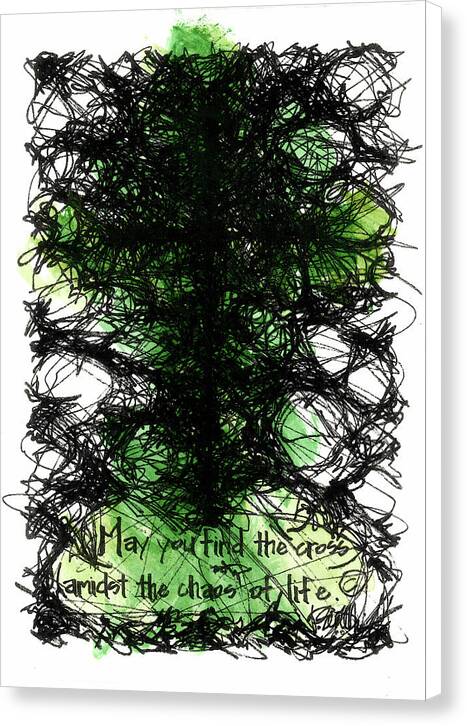 Chaos Order Cross 08 - Joyful Green - Canvas Print