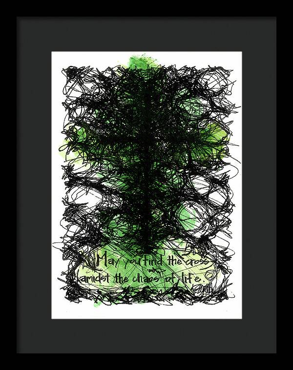 Chaos Order Cross 08 - Joyful Green - Framed Print