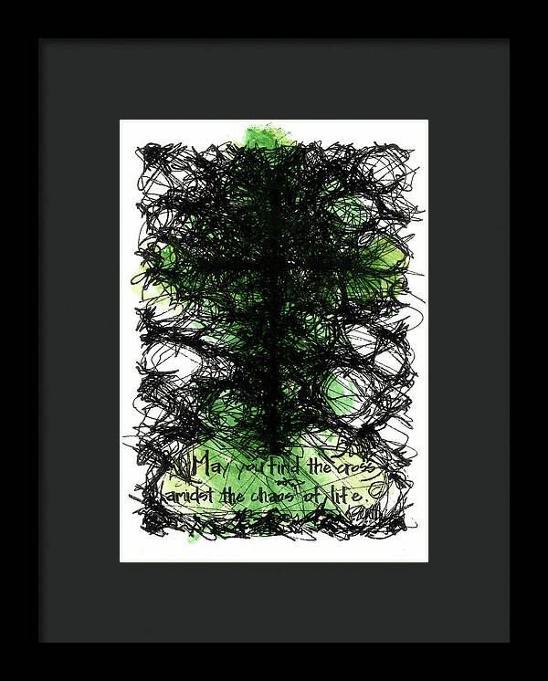 Chaos Order Cross 08 - Joyful Green - Framed Print