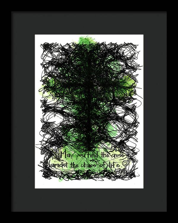 Chaos Order Cross 08 - Joyful Green - Framed Print