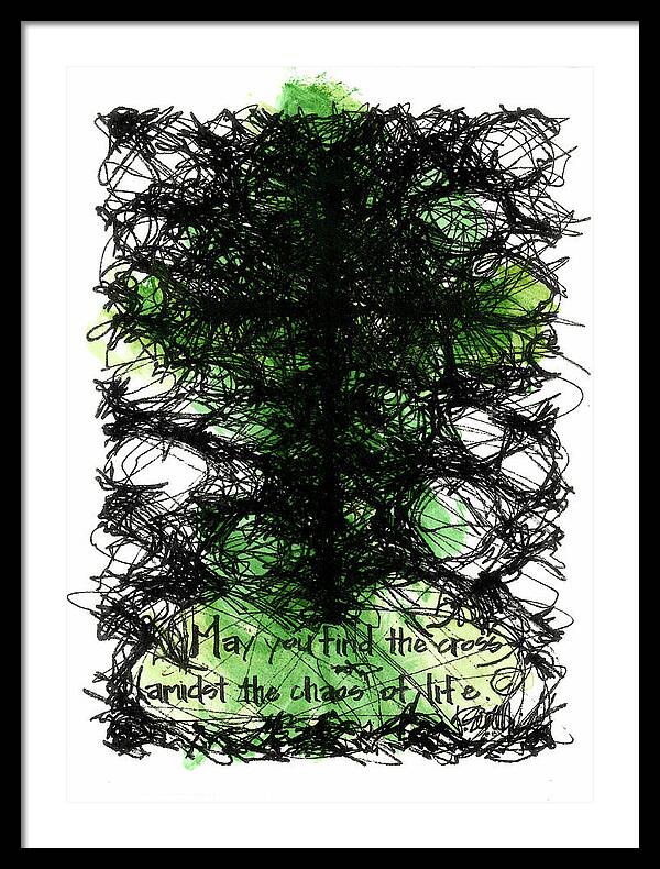 Chaos Order Cross 08 - Joyful Green - Framed Print