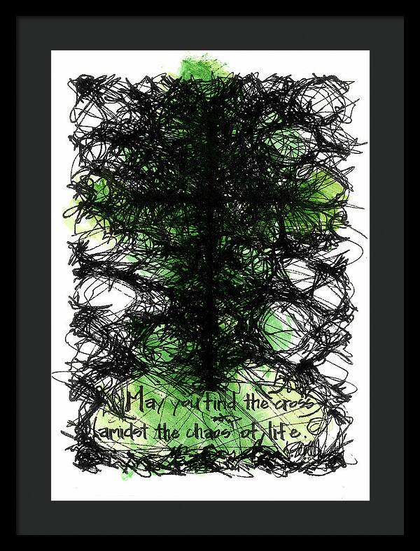 Chaos Order Cross 08 - Joyful Green - Framed Print