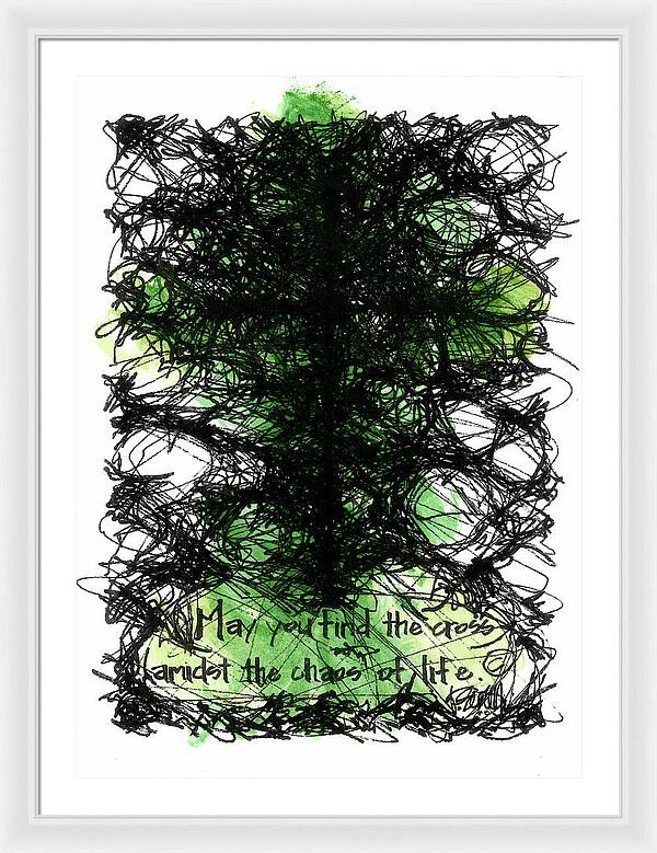 Chaos Order Cross 08 - Joyful Green - Framed Print