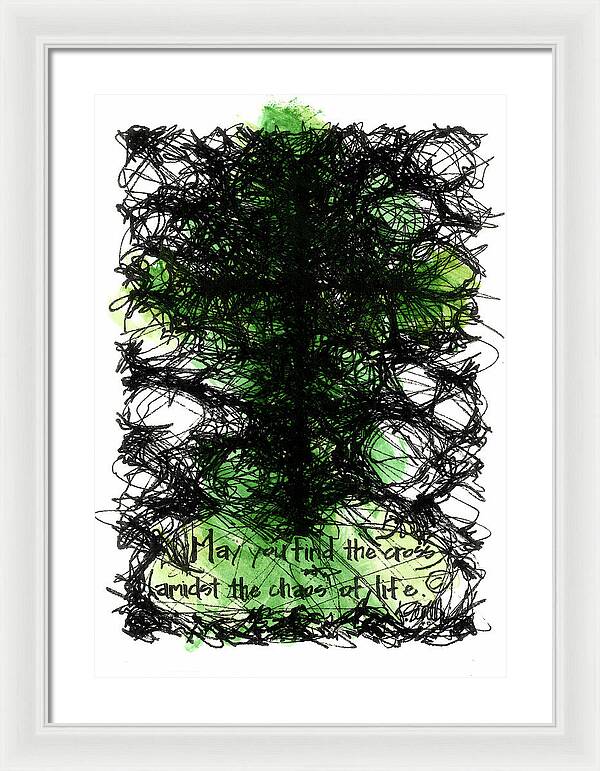 Chaos Order Cross 08 - Joyful Green - Framed Print