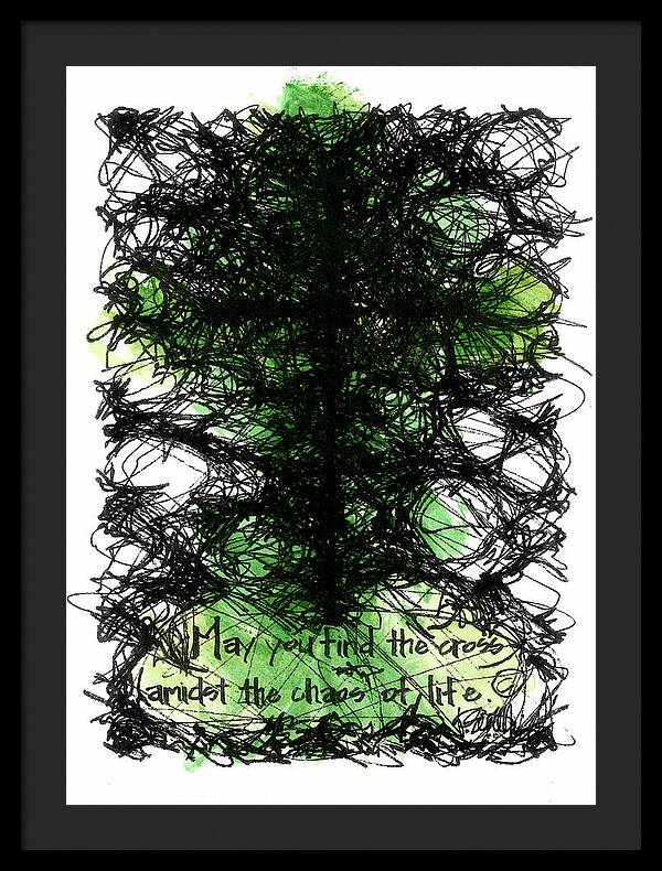 Chaos Order Cross 08 - Joyful Green - Framed Print