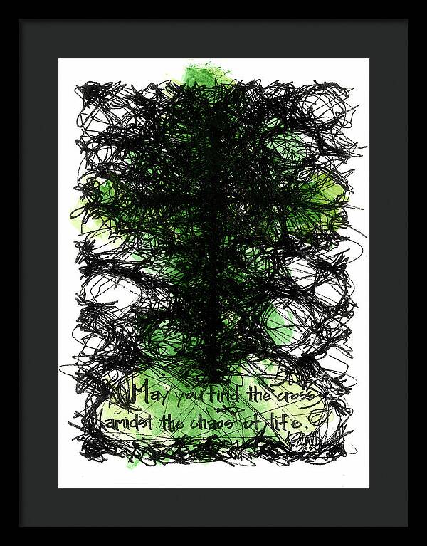 Chaos Order Cross 08 - Joyful Green - Framed Print