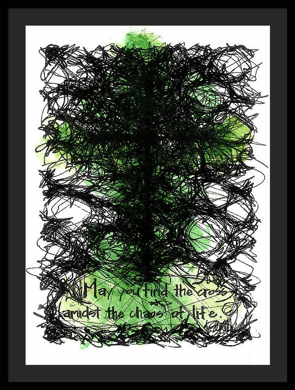 Chaos Order Cross 08 - Joyful Green - Framed Print