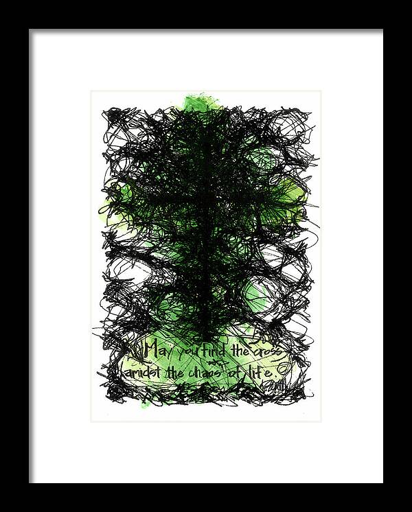Chaos Order Cross 08 - Joyful Green - Framed Print