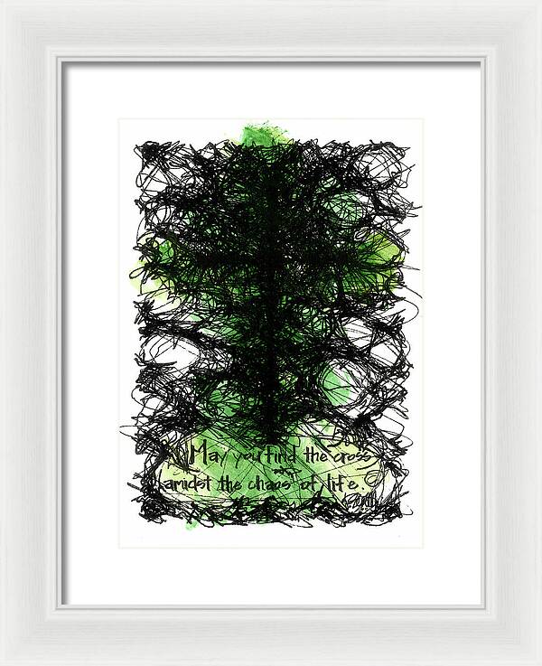Chaos Order Cross 08 - Joyful Green - Framed Print