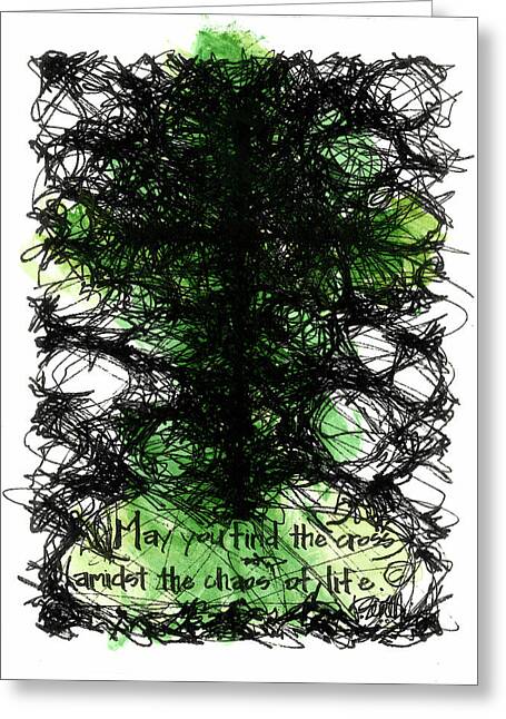 Chaos Order Cross 08 - Joyful Green - Greeting Card