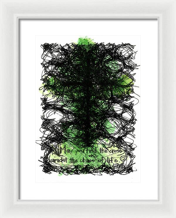 Chaos Order Cross 08 - Joyful Green - Framed Print