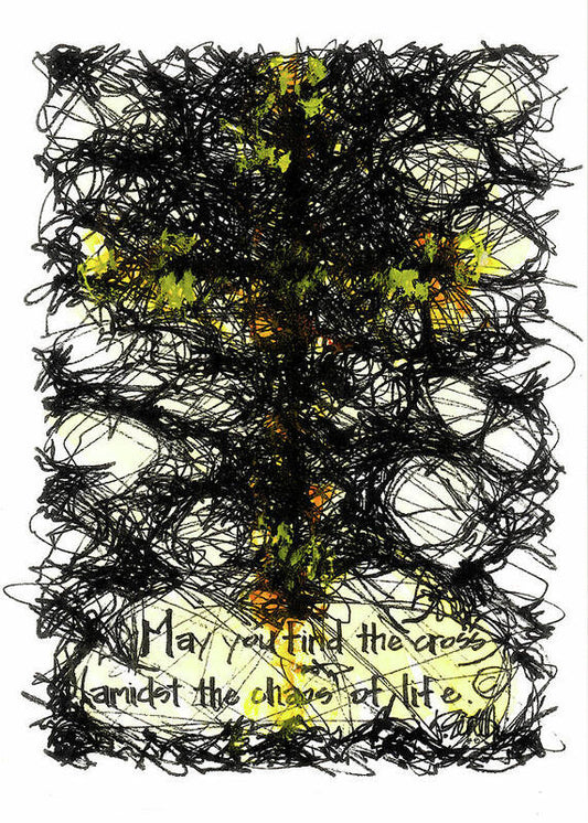 Chaos Order Cross 08 - Luminous Yellow - Art Print