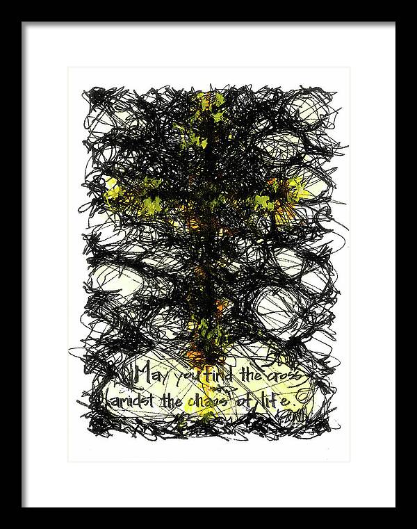 Chaos Order Cross 08 - Luminous Yellow - Framed Print