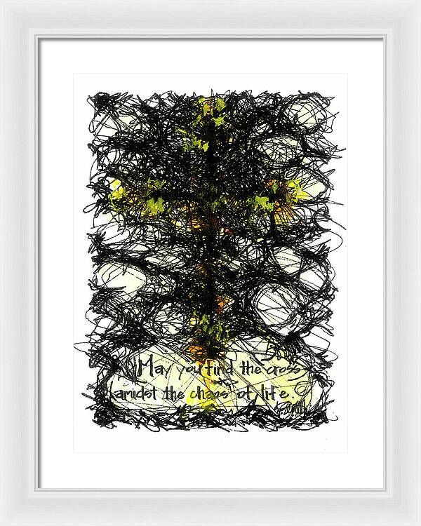 Chaos Order Cross 08 - Luminous Yellow - Framed Print