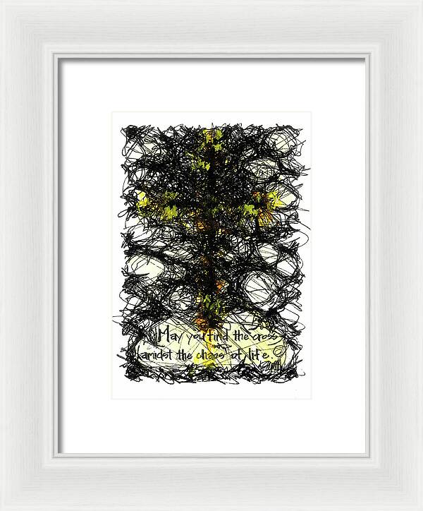 Chaos Order Cross 08 - Luminous Yellow - Framed Print