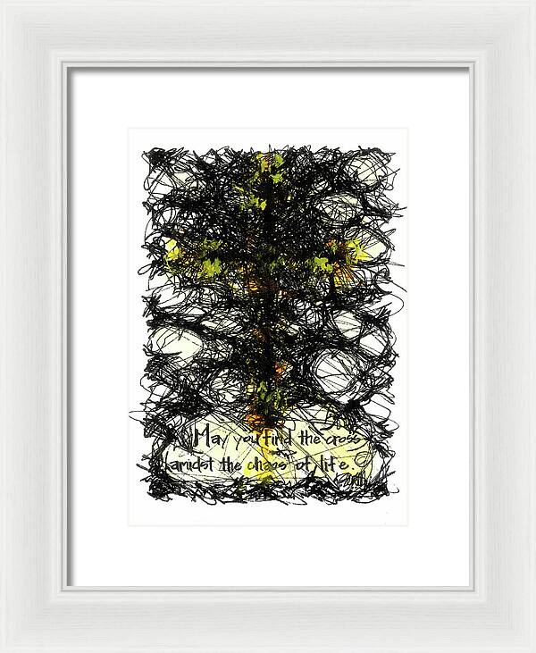 Chaos Order Cross 08 - Luminous Yellow - Framed Print