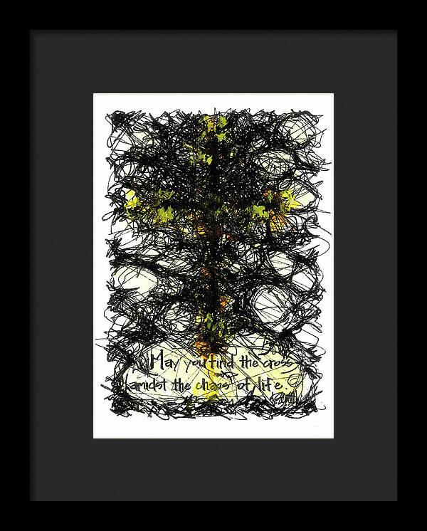Chaos Order Cross 08 - Luminous Yellow - Framed Print