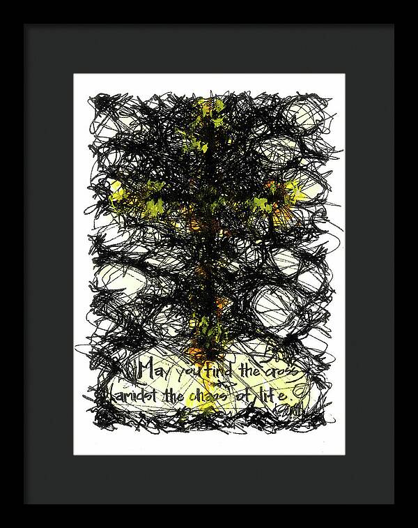 Chaos Order Cross 08 - Luminous Yellow - Framed Print