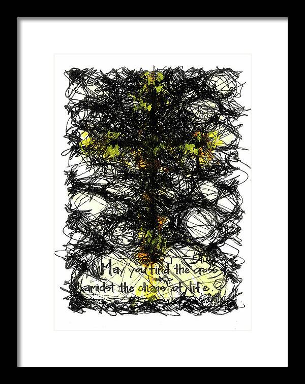 Chaos Order Cross 08 - Luminous Yellow - Framed Print