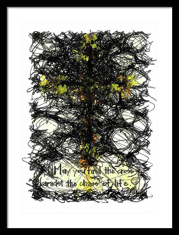 Chaos Order Cross 08 - Luminous Yellow - Framed Print