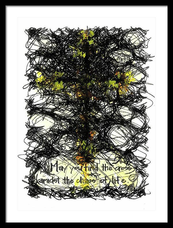 Chaos Order Cross 08 - Luminous Yellow - Framed Print