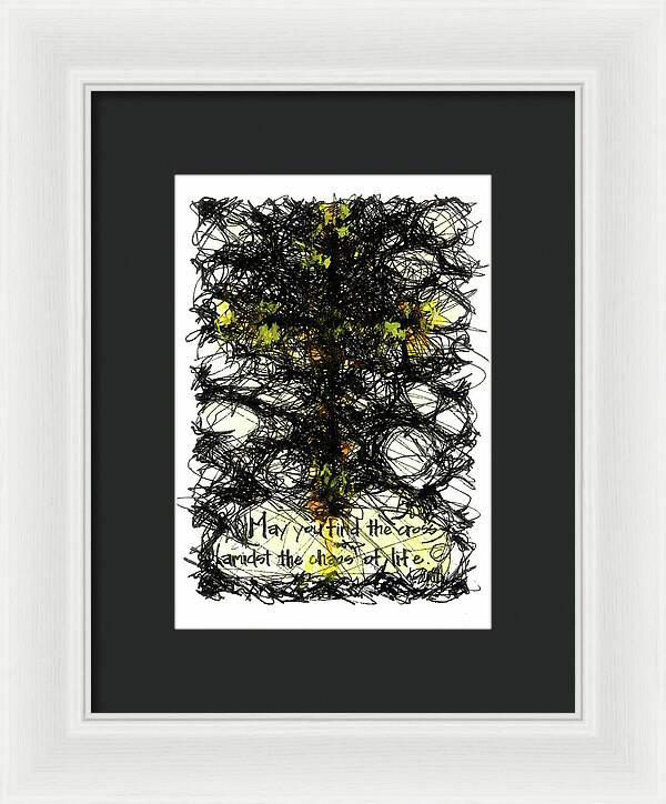 Chaos Order Cross 08 - Luminous Yellow - Framed Print