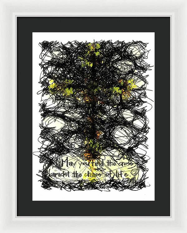 Chaos Order Cross 08 - Luminous Yellow - Framed Print