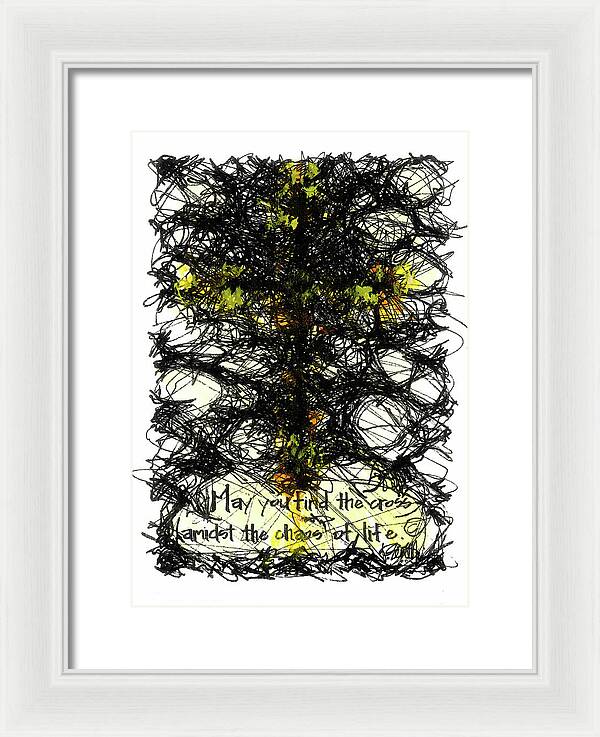 Chaos Order Cross 08 - Luminous Yellow - Framed Print
