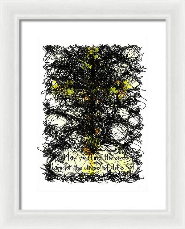 Chaos Order Cross 08 - Luminous Yellow - Framed Print