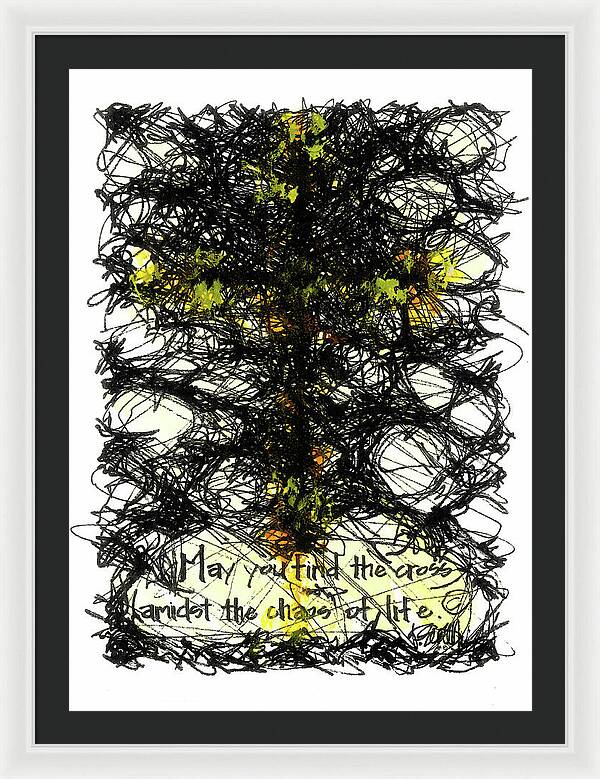 Chaos Order Cross 08 - Luminous Yellow - Framed Print