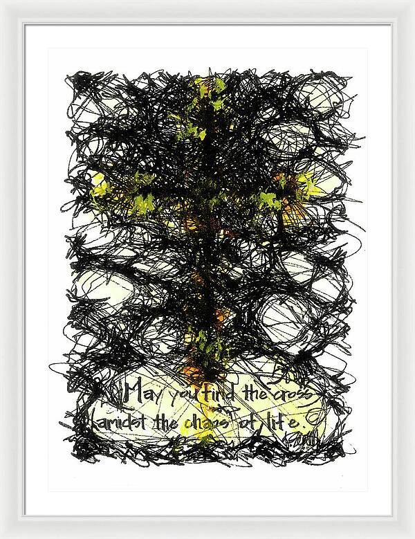 Chaos Order Cross 08 - Luminous Yellow - Framed Print