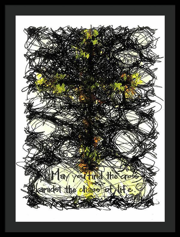 Chaos Order Cross 08 - Luminous Yellow - Framed Print