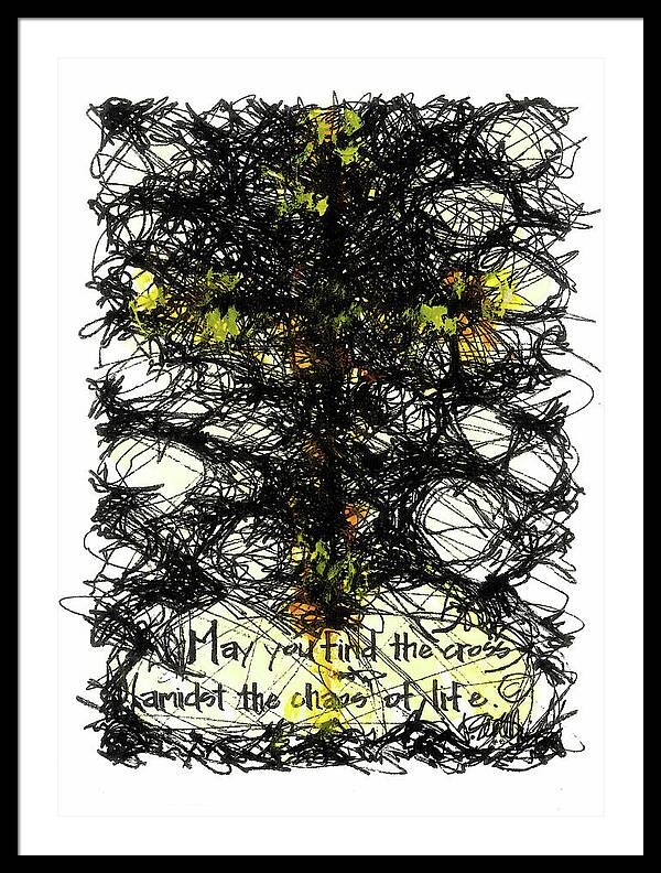 Chaos Order Cross 08 - Luminous Yellow - Framed Print